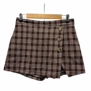 Altar'd State Preppy Dark Academia Brown Plaid Skort Size Large